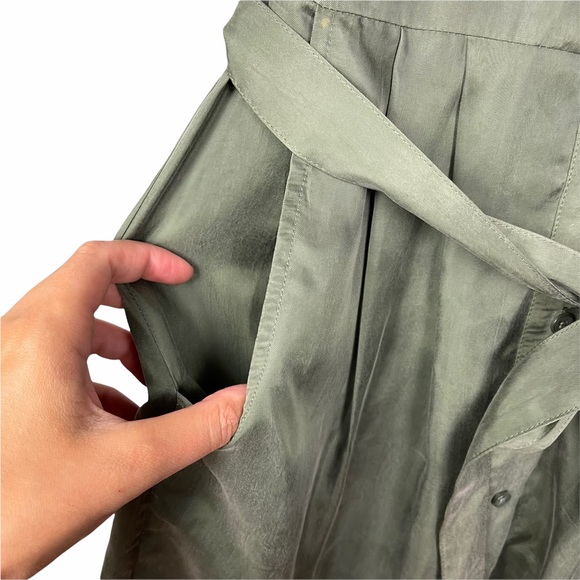 L’agence Evelyn Silky Olive Green Military Dress Short Sleeve XS - Picture 4 of 9
